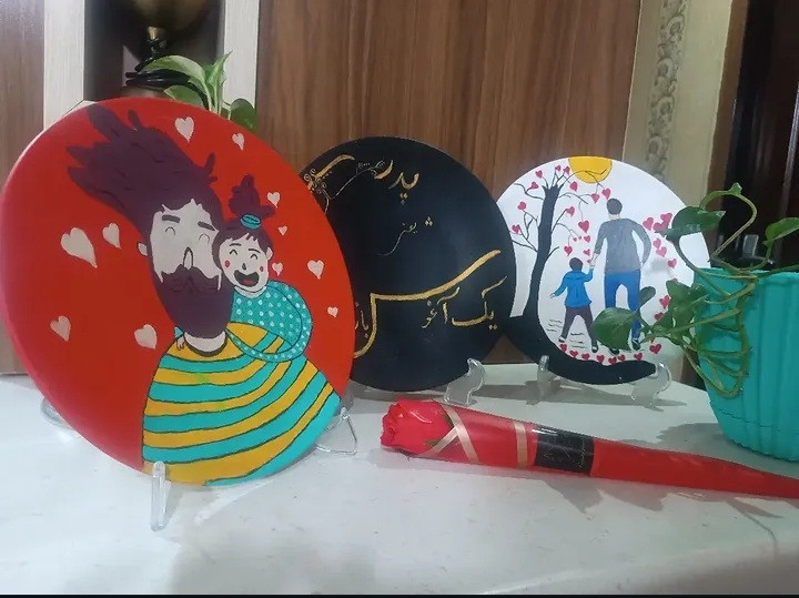 مجموعه بشقاب سفالی طرح روز پدر