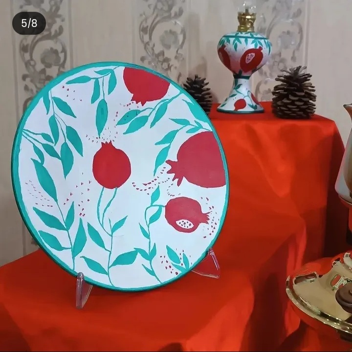 بشقاب سفالی طرح انار