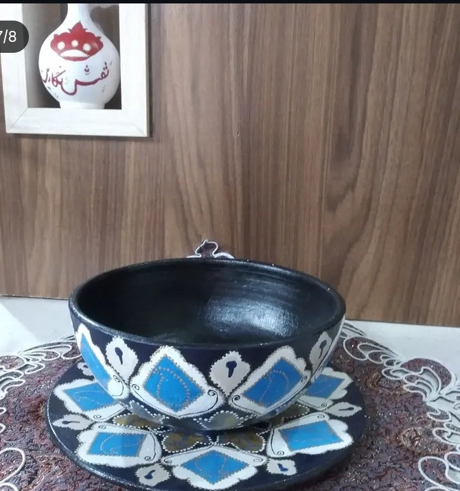 کاسه و بشقاب سفالی طرح ماندلا
