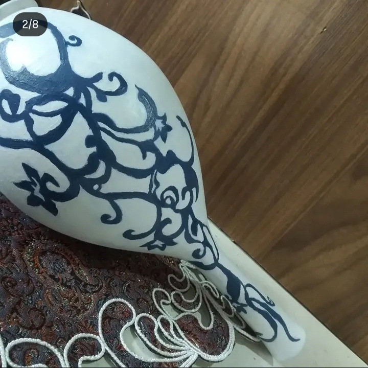 گلدان سفالی رنگ شده با اکرلیک